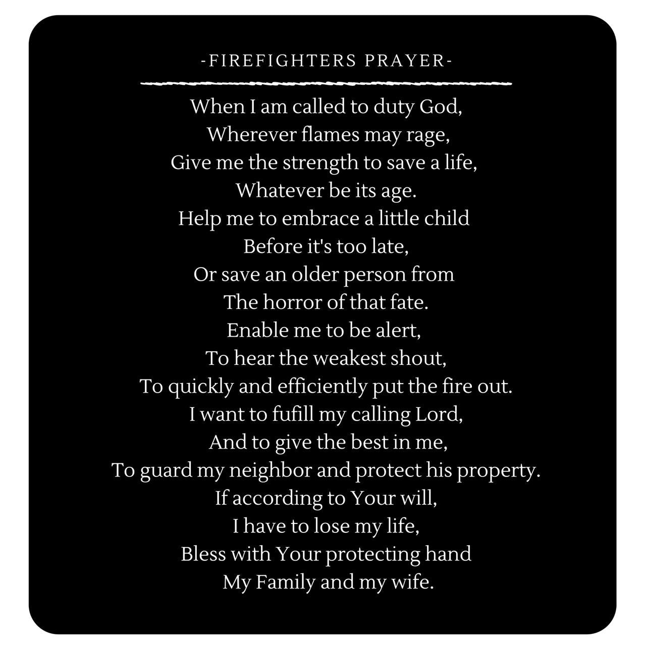 Firefighters Prayer Sticker Firefighter Gift Fire Department Hero First Responder Christmas Gift Idea