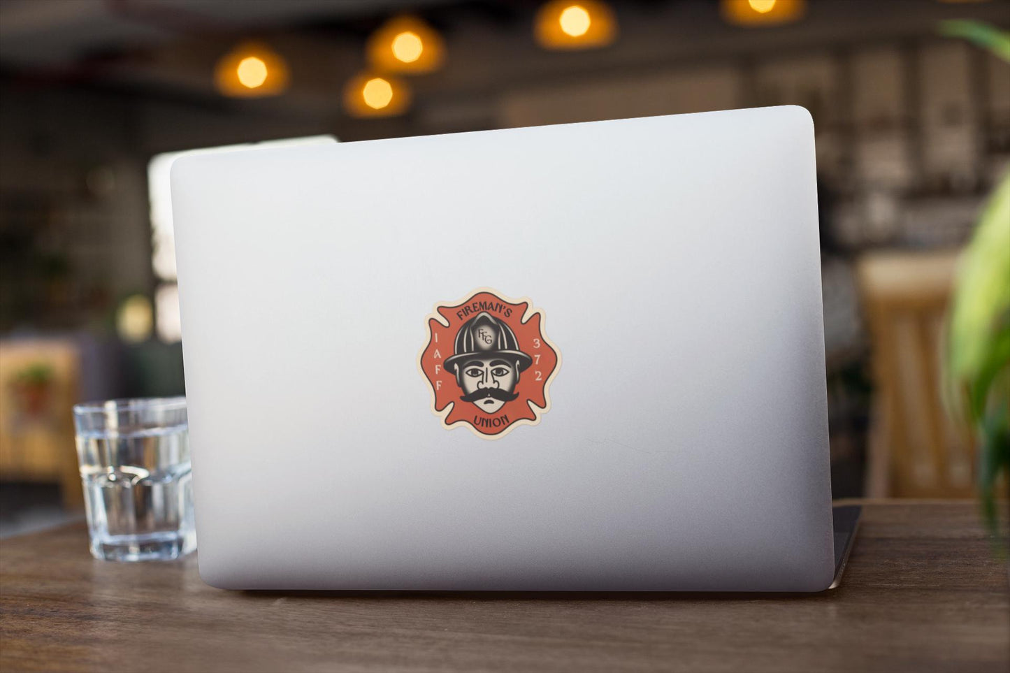 Personalized Vintage IAFF Union Firefighter Sticker - American Traditional Tattoo Art, Customized Gift, Vintage Firefighter Decal