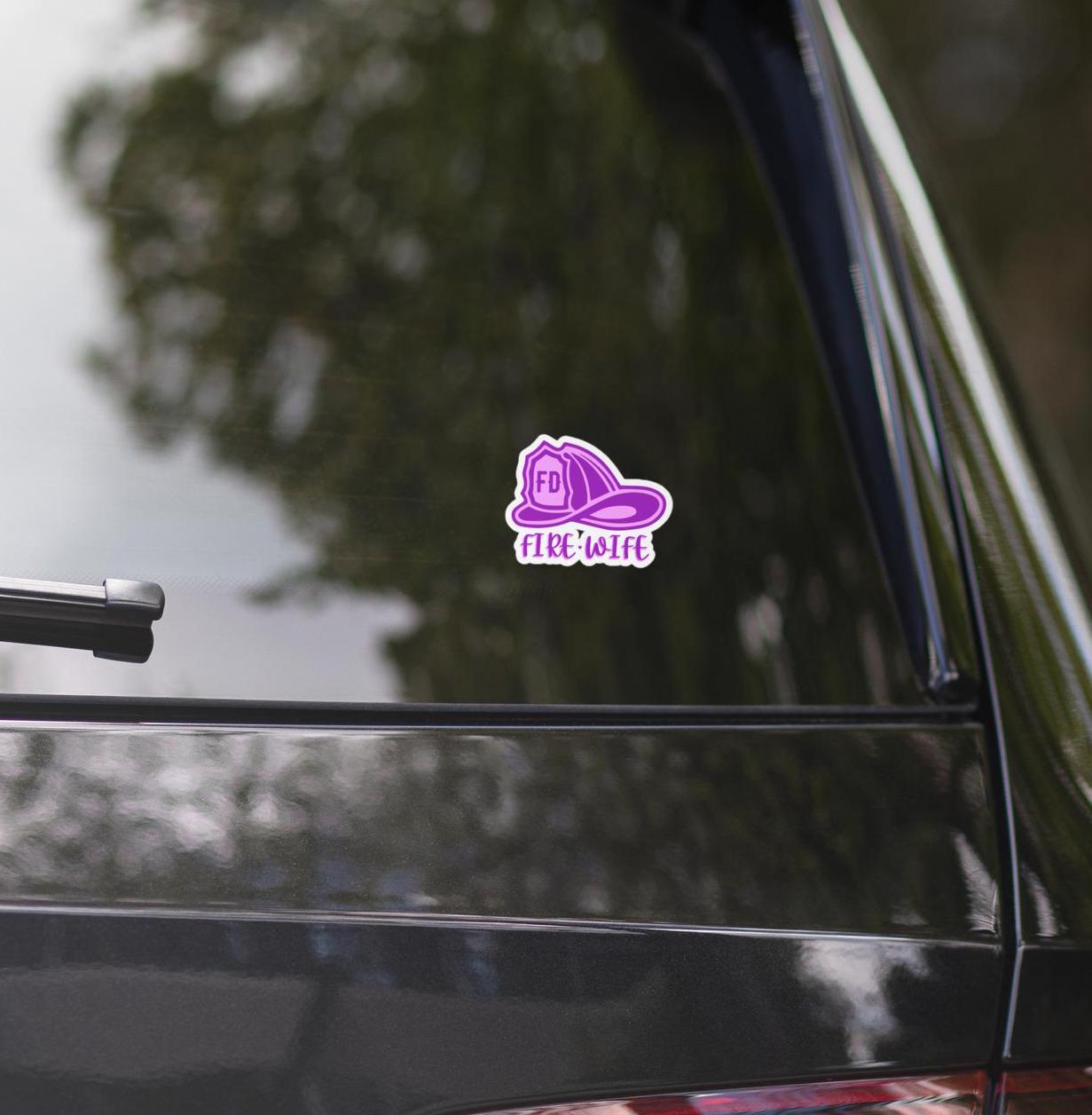 Firefighter Wife Sticker | Proud Firefighter Spouse Decal | Durable Vinyl Decal for Car, Laptop, or Water Bottle | Christmas Gift Idea FD
