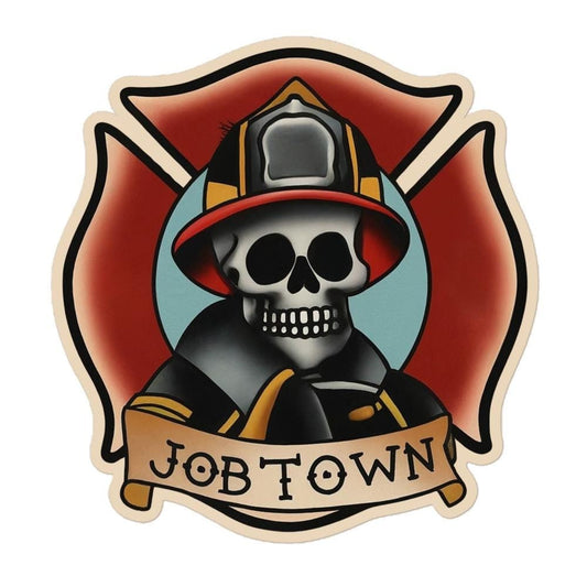 Customizable American Traditional Firefighter Tattoo Sticker - Jobtown Firefighter Sticker – American Traditional Tattoo Design | Christmas