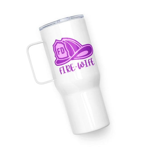 Fire Wife Travel Mug – Stylish White Travel Mug with Fire Wife Emblem | Perfect Gift for Firewives | Stainless Steel Insulated Tumbler